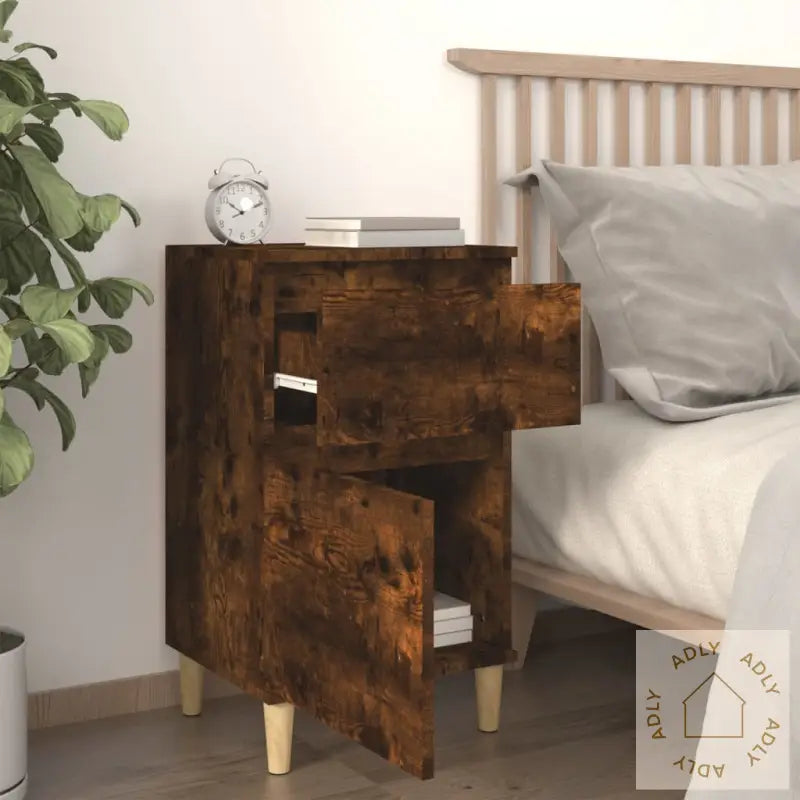 Nattbord 2 Stk Røkt Eik 40X35X70 Cm