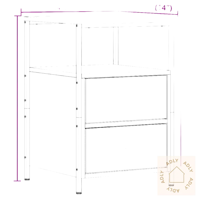 Bilde av elegant nattbord med klassisk design, to skuffer og mål, passer fine som hagemøbler