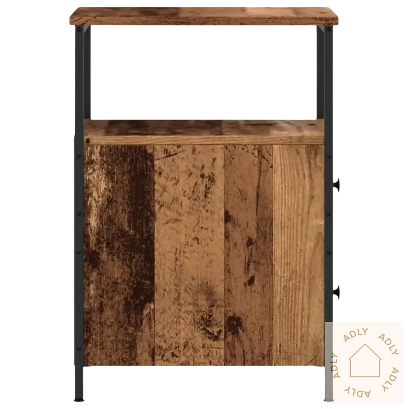 Rustikk tre og metall nattbord med eleganse og klassisk design for alle interiør