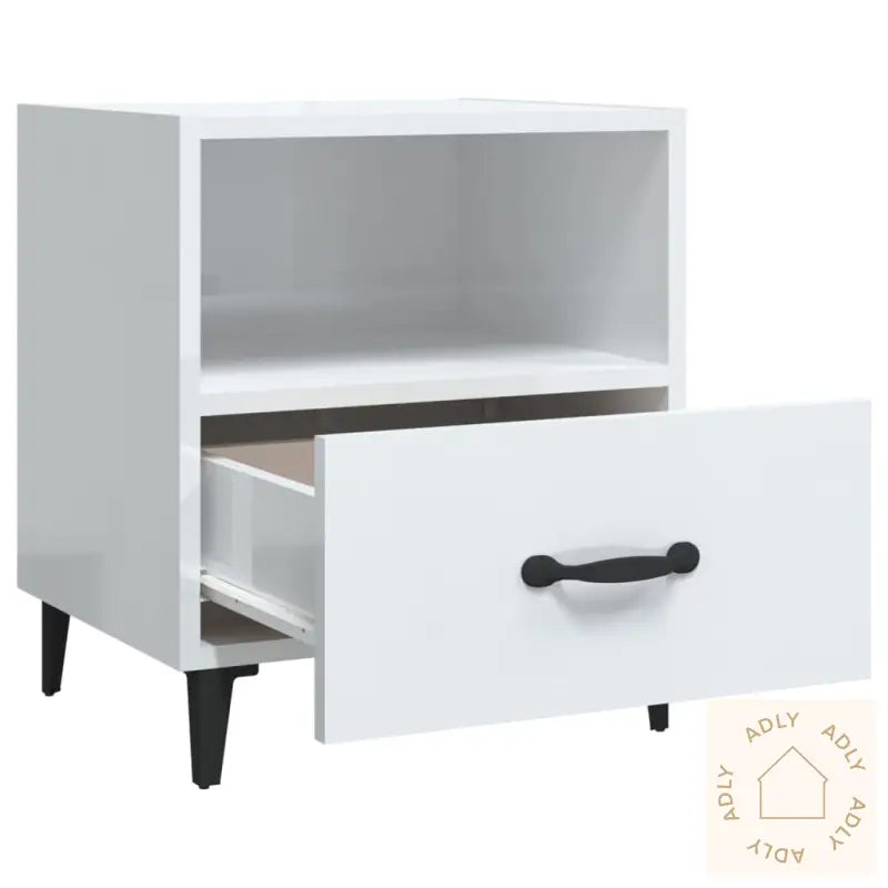 Nattbord 2 Stk Høyglans Hvit Konstruert Tre