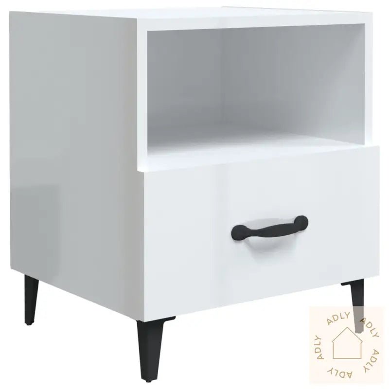 Nattbord 2 Stk Høyglans Hvit Konstruert Tre