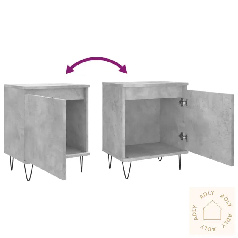 Nattbord 2 Stk Betonggrå 40X30X50 Cm Konstruert Tre