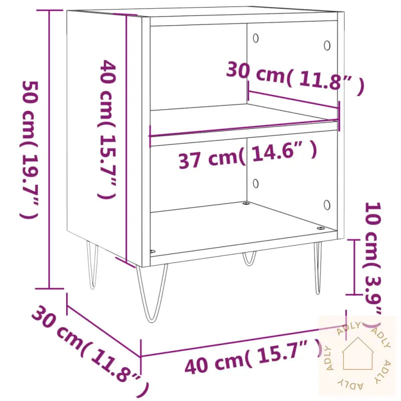 Nattbord 2 Stk Hvit 40X30X50 Cm Konstruert Tre
