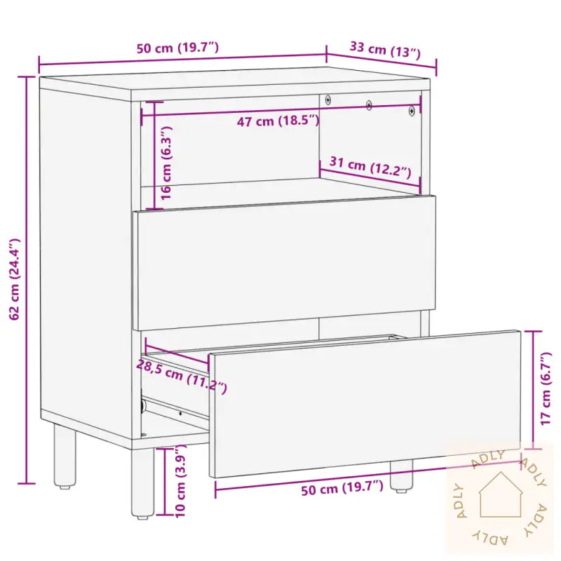 Nattbord Svart 50X33X62 Cm Konstruert Tre
