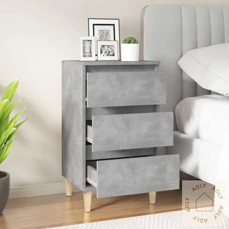 Nattbord Betonggrå 40X35X70 Cm Konstruert Tre