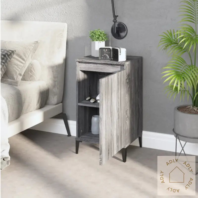 Nattbord Grå Sonoma 40X35X70 Cm Konstruert Tre