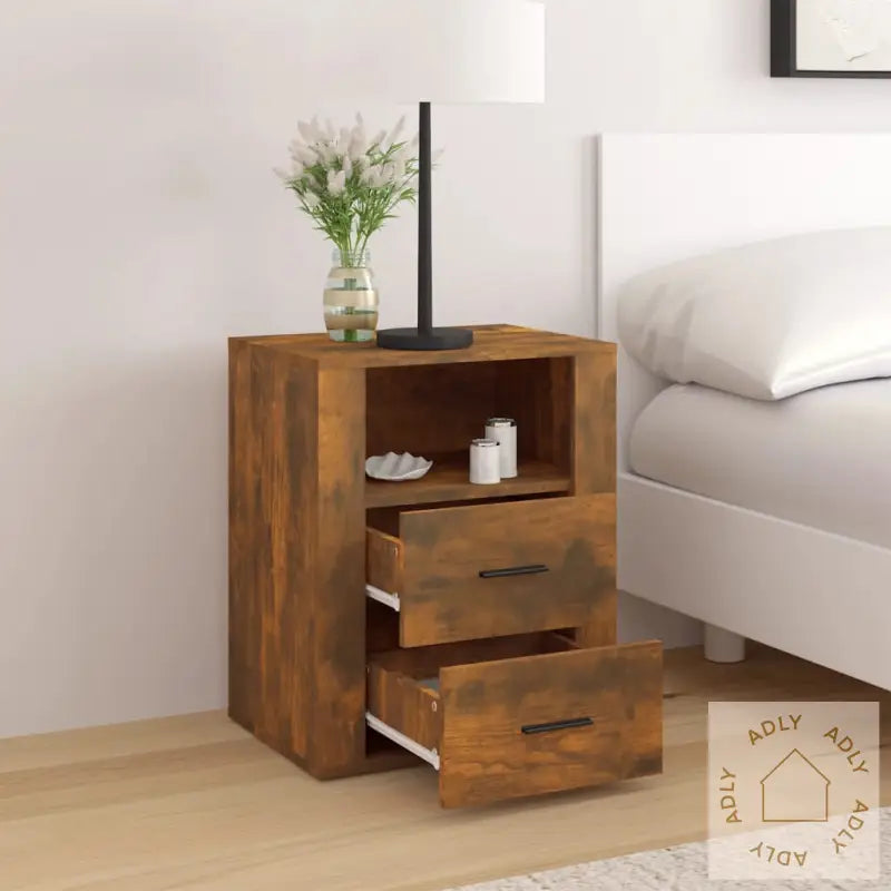 Nattbord Røkt Eik 50X36X60 Cm Konstruert Tre