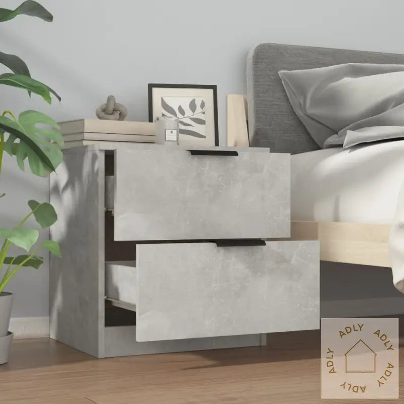 Nattbord 2 Stk Betonggrå Konstruert Tre