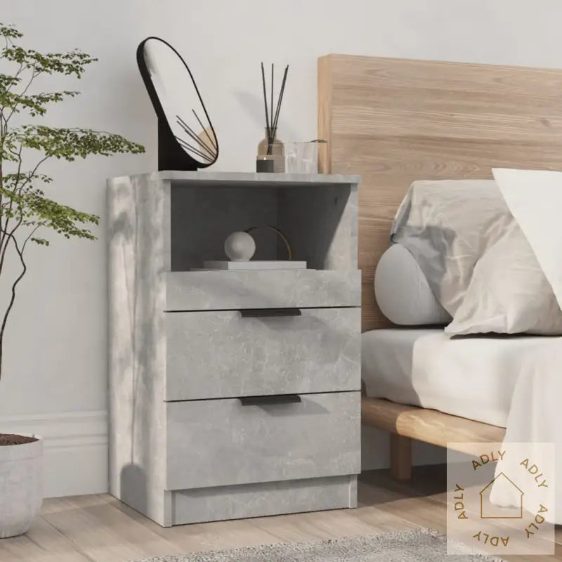 Nattbord 2 Stk Betonggrå Konstruert Tre