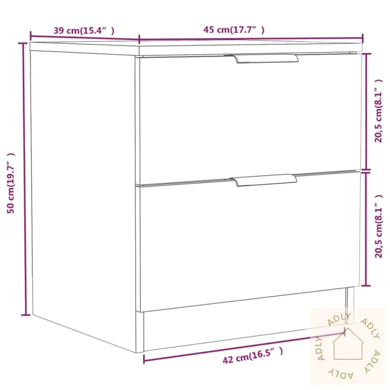 Nattbord 2 Stk Betonggrå Konstruert Tre