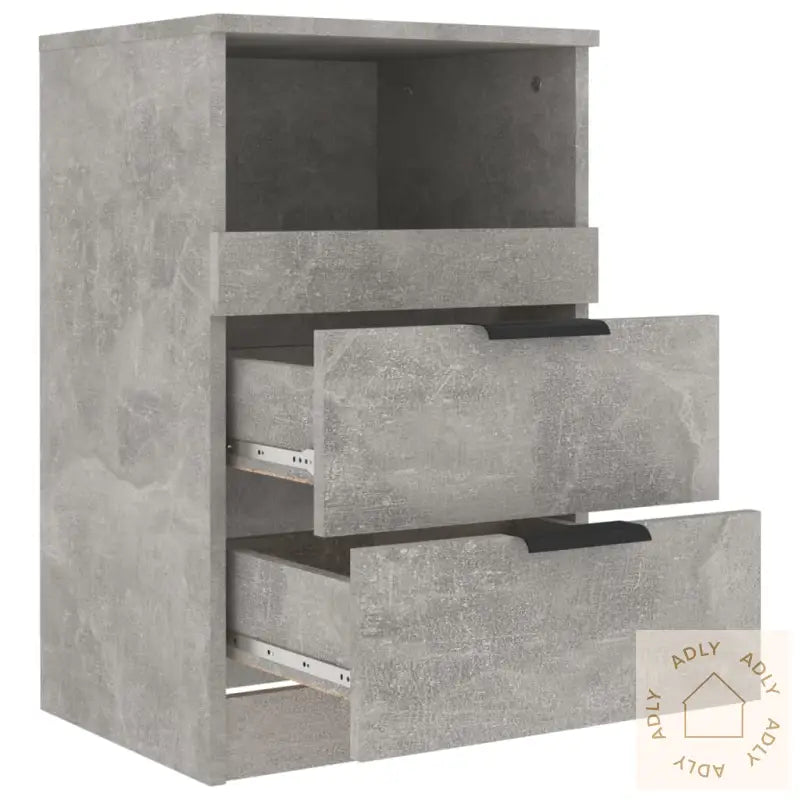 Nattbord 2 Stk Betonggrå Konstruert Tre