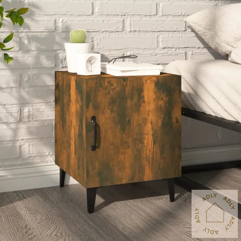 Nattbord 2 Stk Røkt Eik Konstruert Tre