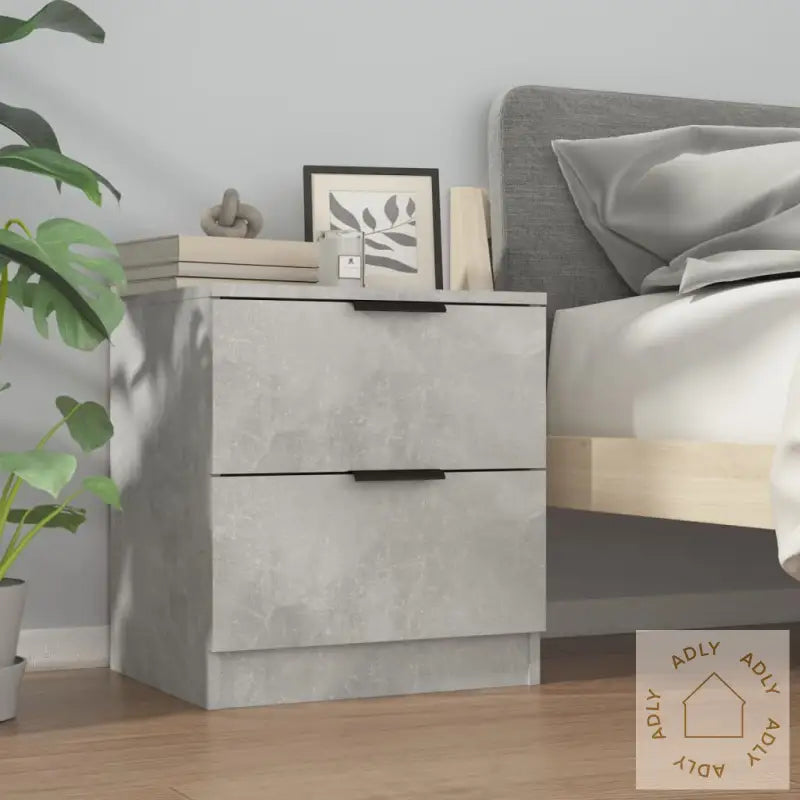 Nattbord 2 Stk Betonggrå Konstruert Tre