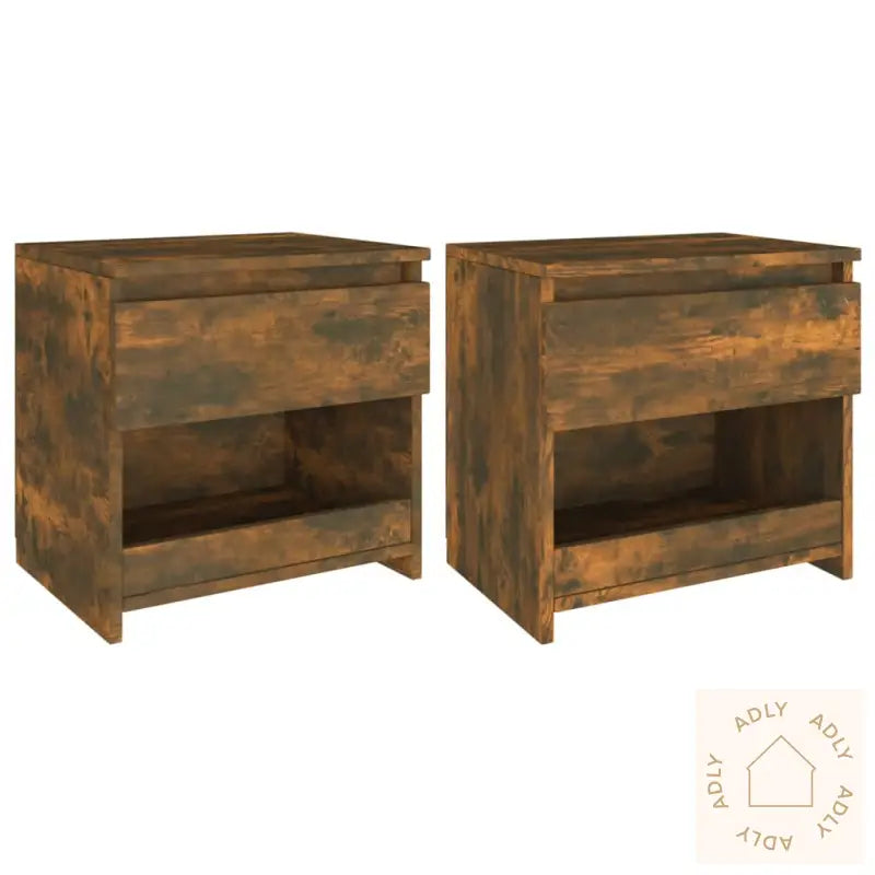 Nattbord 2 Stk Røkt Eik 40X30X39 Cm Konstruert Tre