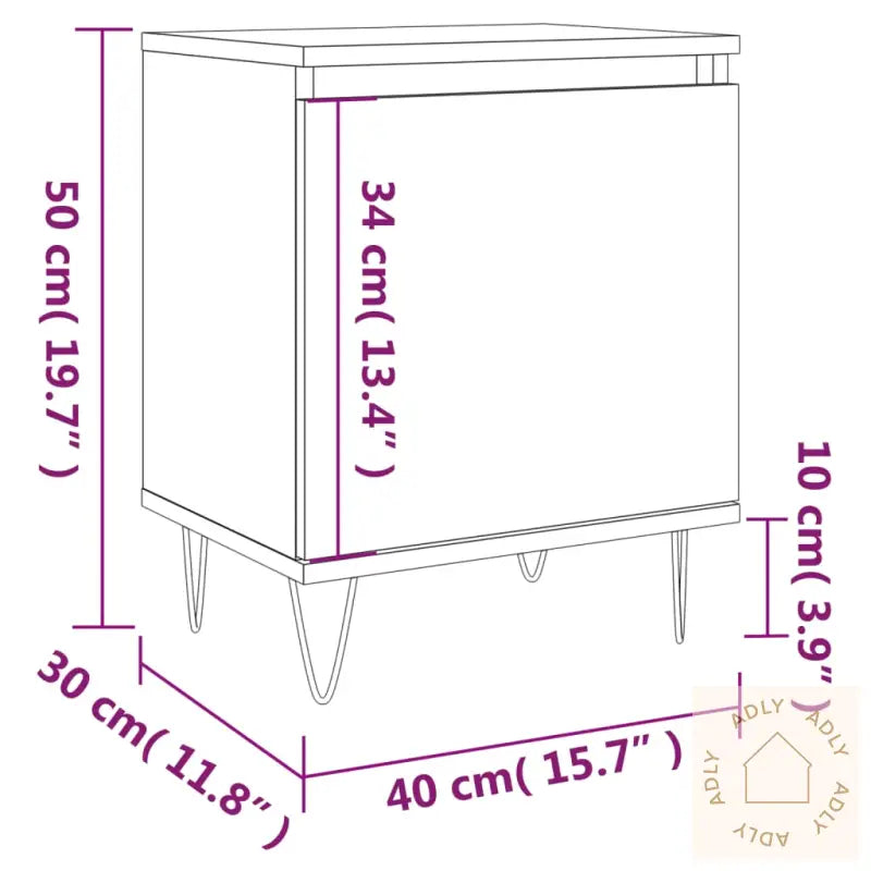 Nattbord 2 Stk Hvit 40X30X50 Cm Konstruert Tre