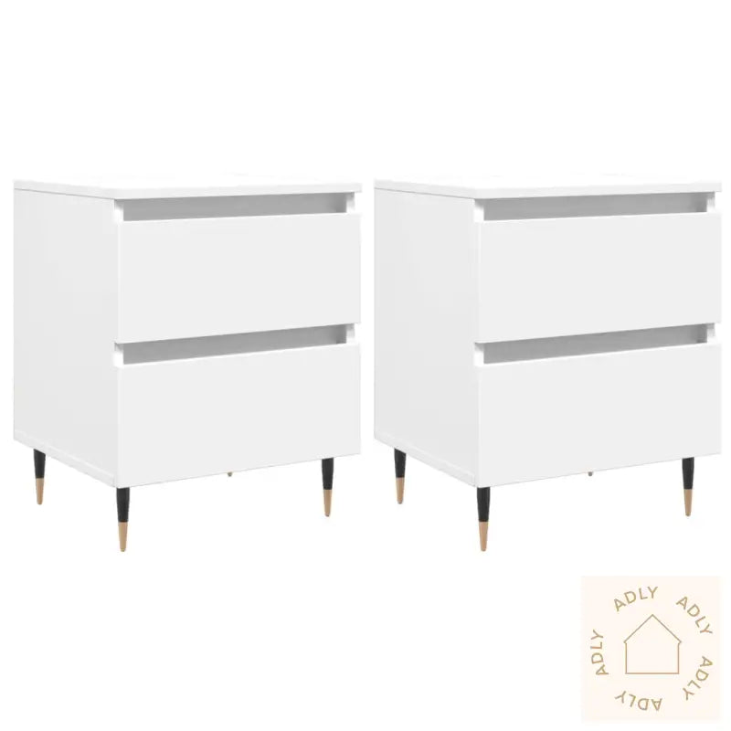 Nattbord 2 Stk Hvit 40X35X50 Cm Konstruert Tre