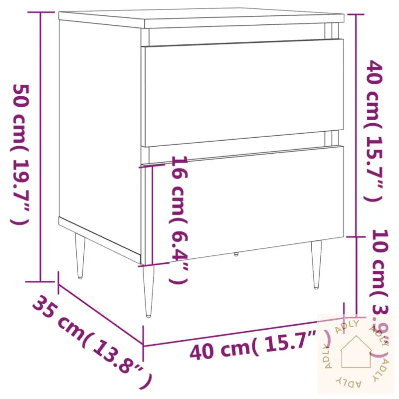 Nattbord 2 Stk Hvit 40X35X50 Cm Konstruert Tre