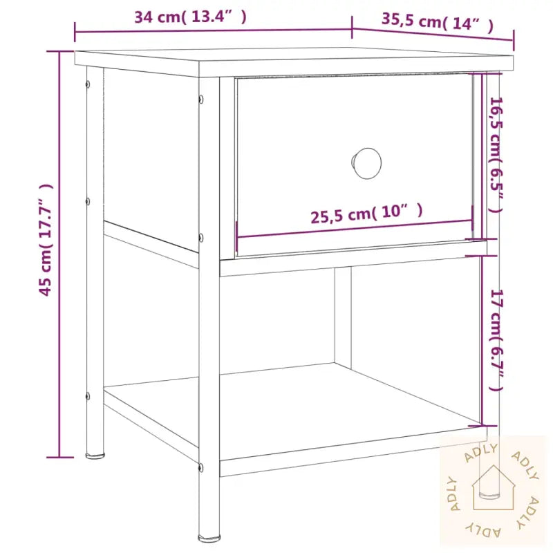 Nattbord Svart 34X35,5X45 Cm Konstruert Tre