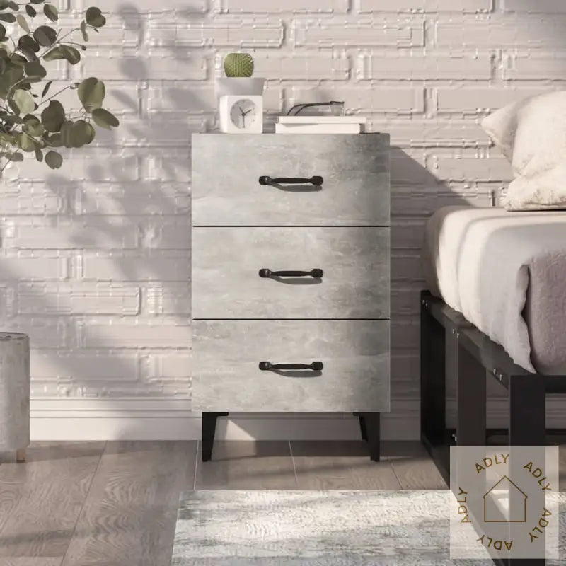 Nattbord Betonggrå 40X40X66 Cm Konstruert Tre