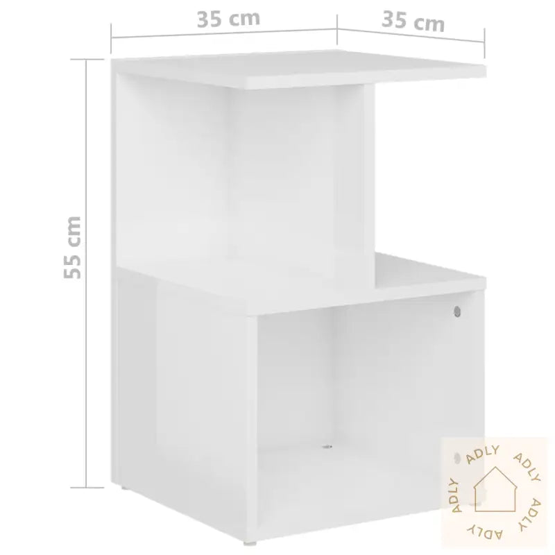 Nattbord Høyglans Hvit 35X35X55 Cm Konstruert Tre