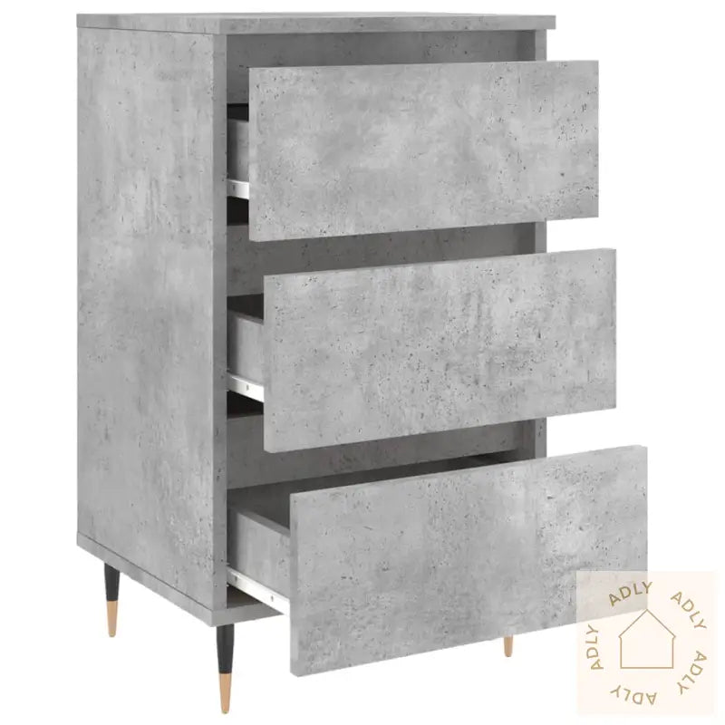 Nattbord 2 Stk Betonggrå 40X35X69 Cm Konstruert Tre