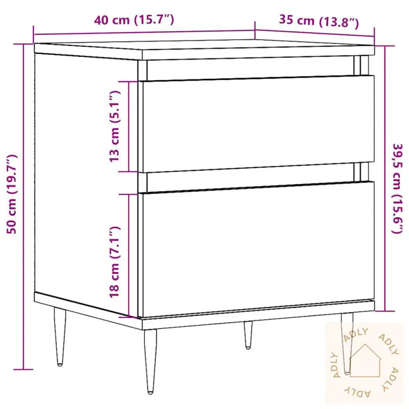 Nattbord Gammelt Tre 40X35X50 Cm Konstruert Tre