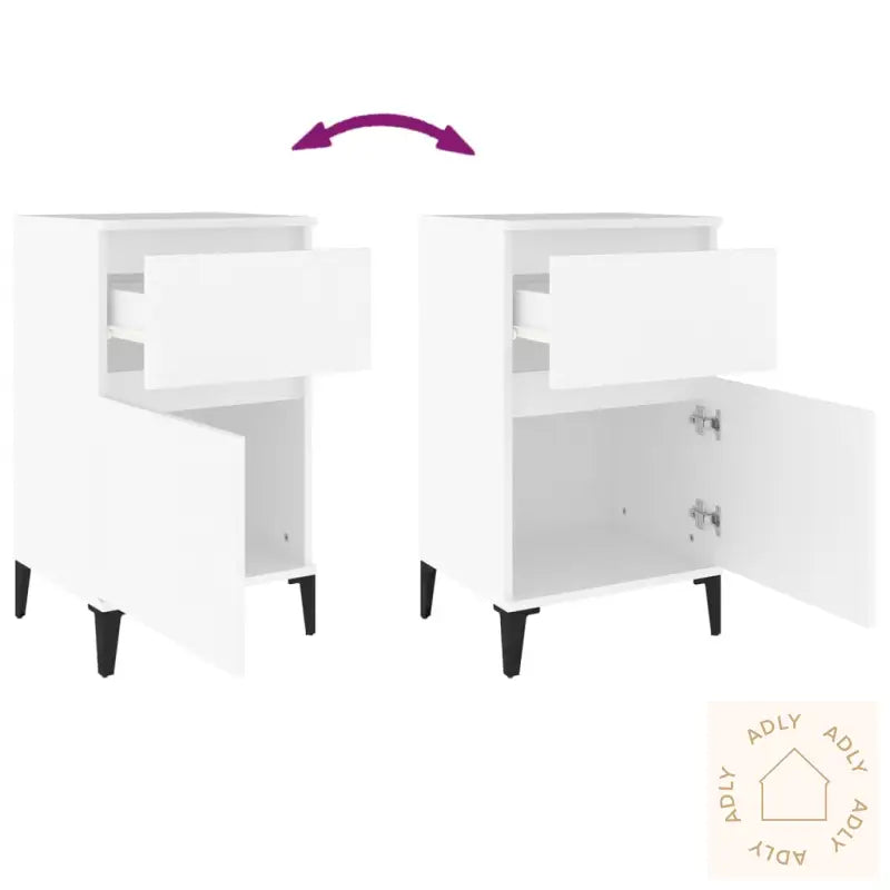 Nattbord Hvit 40X35X70 Cm