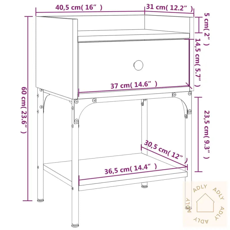 Nattbord Svart 40,5X31X60 Cm Konstruert Tre