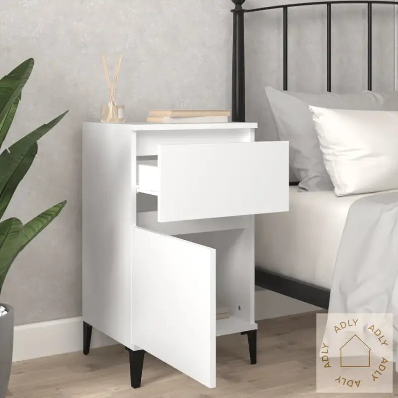 Nattbord Hvit 40X35X70 Cm