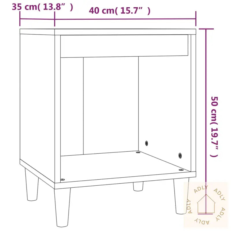 Nattbord Høyglans Hvit 40X35X50 Cm Konstruert Tre