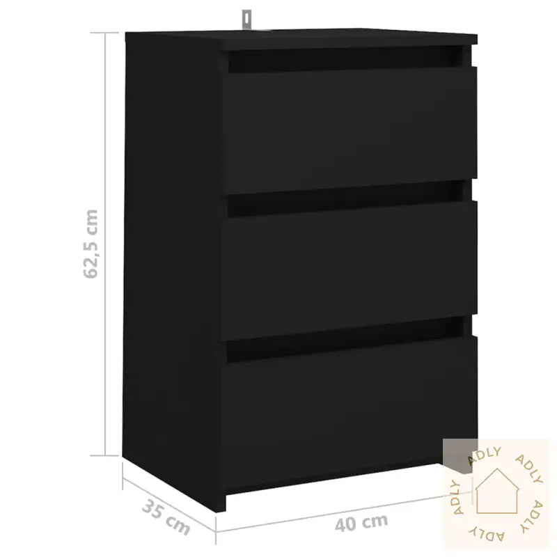 Nattbord Svart 40X35X62,5 Cm Konstruert Tre