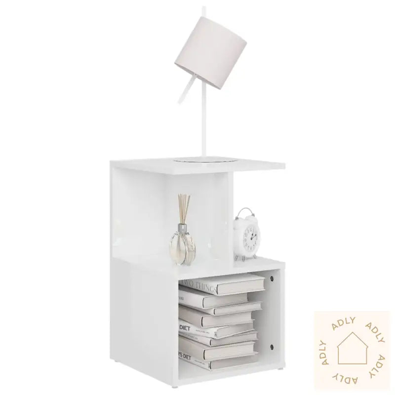 Nattbord 2 Stk Høyglans Hvit 35X35X55 Cm Konstruert Tre