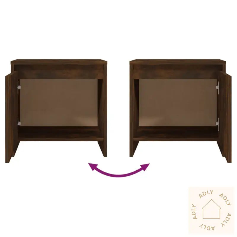 Nattbord 2 Stk Røkt Eik 45X34X44,5 Cm Konstruert Tre