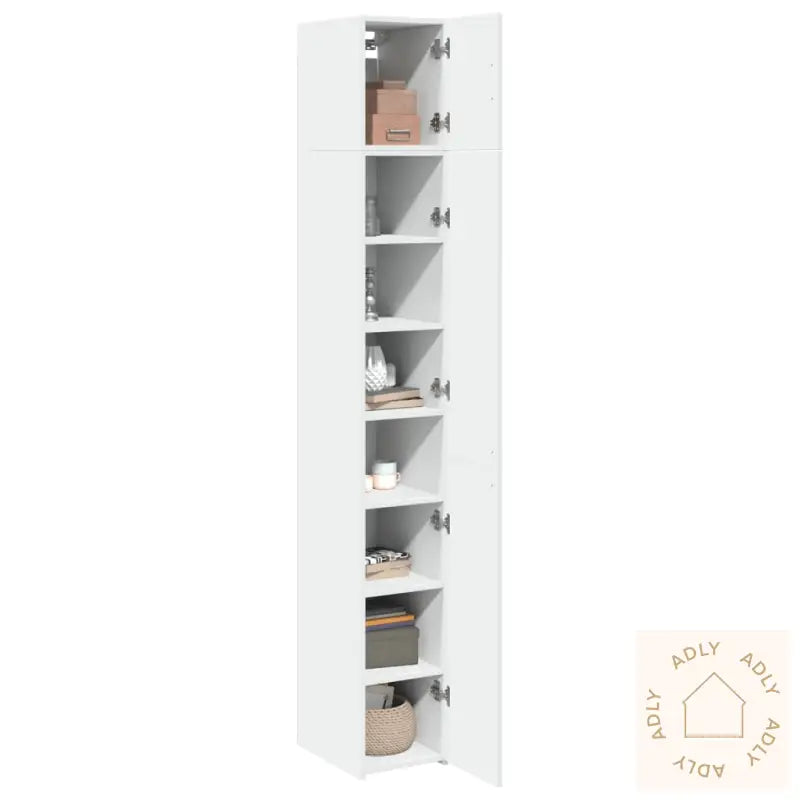 Smalt Oppbevaringsskap Hvit 30X42,5X225 Cm Konstruert Tre