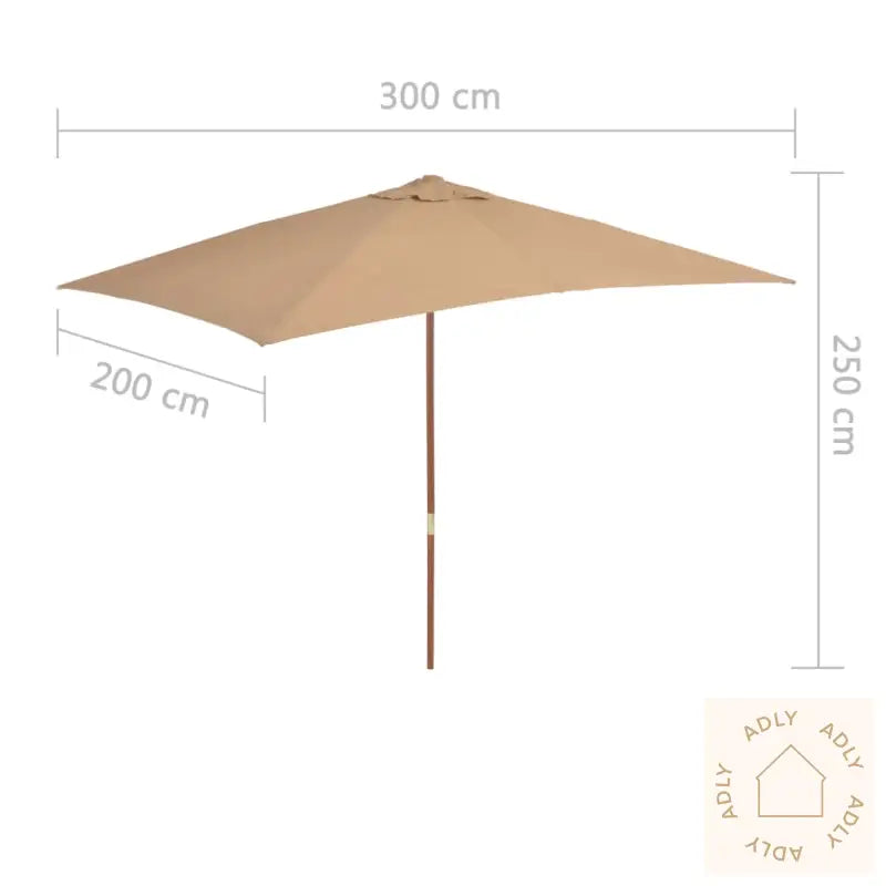 Parasoll Med Trestang 200X300 Cm Gråbrun