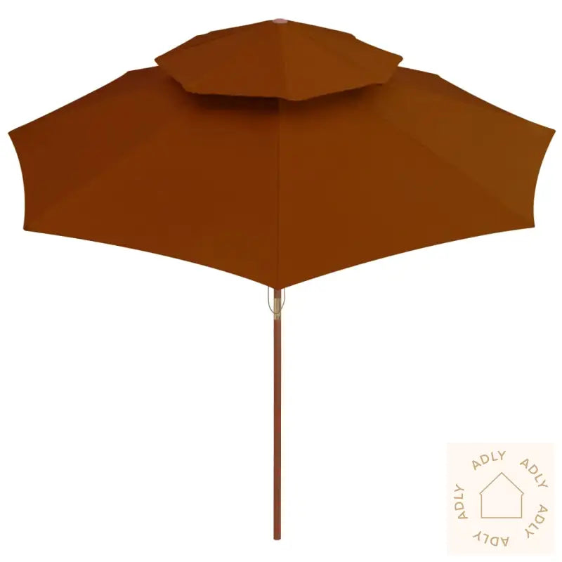 Dobbel Parasoll Med Trestang 270 Cm Terrakotta