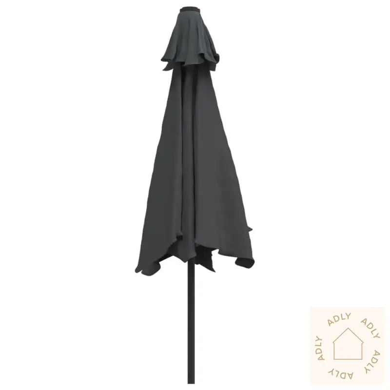 Parasoll Med Led-Lys Og Stålstang 300 Cm Antrasitt