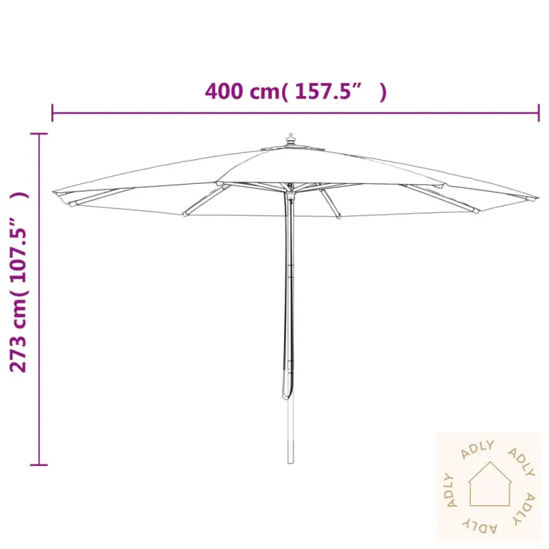 Hageparasoll Med Trestang Terrakotta 400X273 Cm