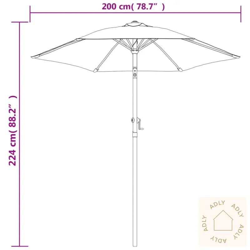 Parasoll Svart 200X224 Cm Aluminium