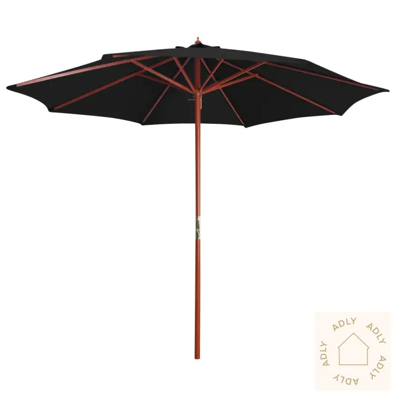 Parasoll Med Trestang 300X258 Cm Svart