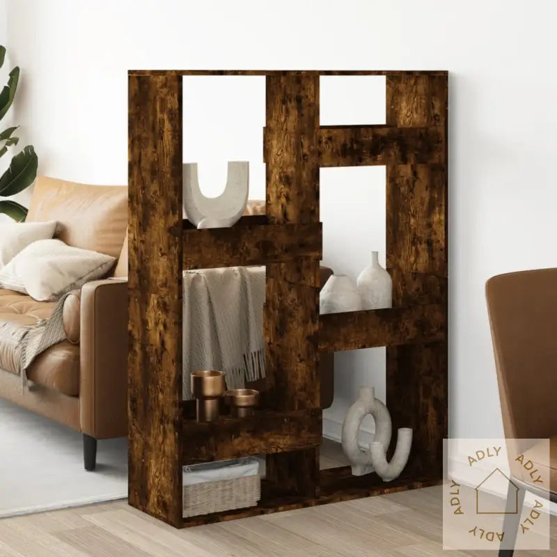 Romdeler Røkt Eik 100X33X135 Cm Konstruert Tre