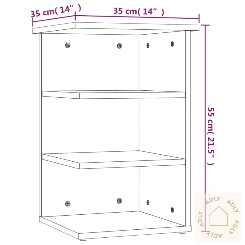 Sideskap Røkt Eik 35X35X55 Cm Konstruert Tre