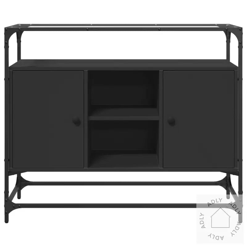 Skjenk Med Glasstopp Svart 98X35X81 Cm Konstruert Tre