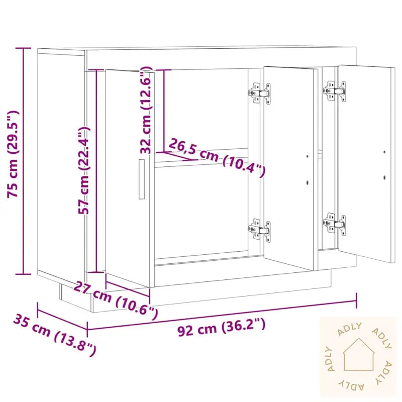 Skjenk Gammelt Tre 92X35X75 Cm Konstruert Tre