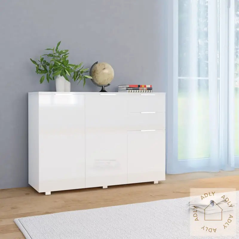 Skjenk Høyglans Hvit 107X35X80,5 Cm