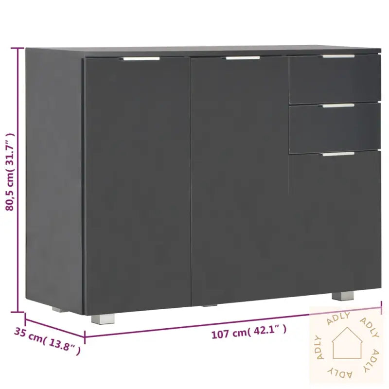 Skjenk Høyglans Svart 107X35X80,5 Cm