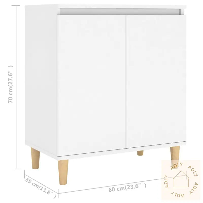 Skjenk Med Ben I Heltre Hvit 60X35X70 Cm Konstruert Tre