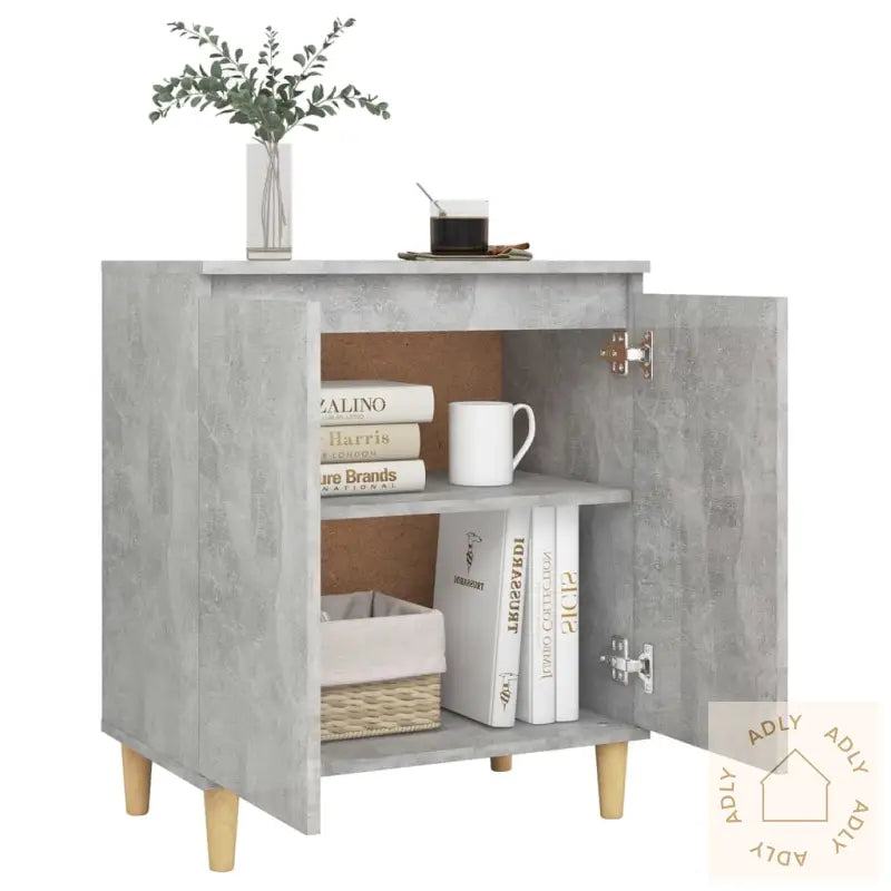 Skjenk Med Ben I Heltre Betonggrå 60X35X70 Cm Konstruert Tre