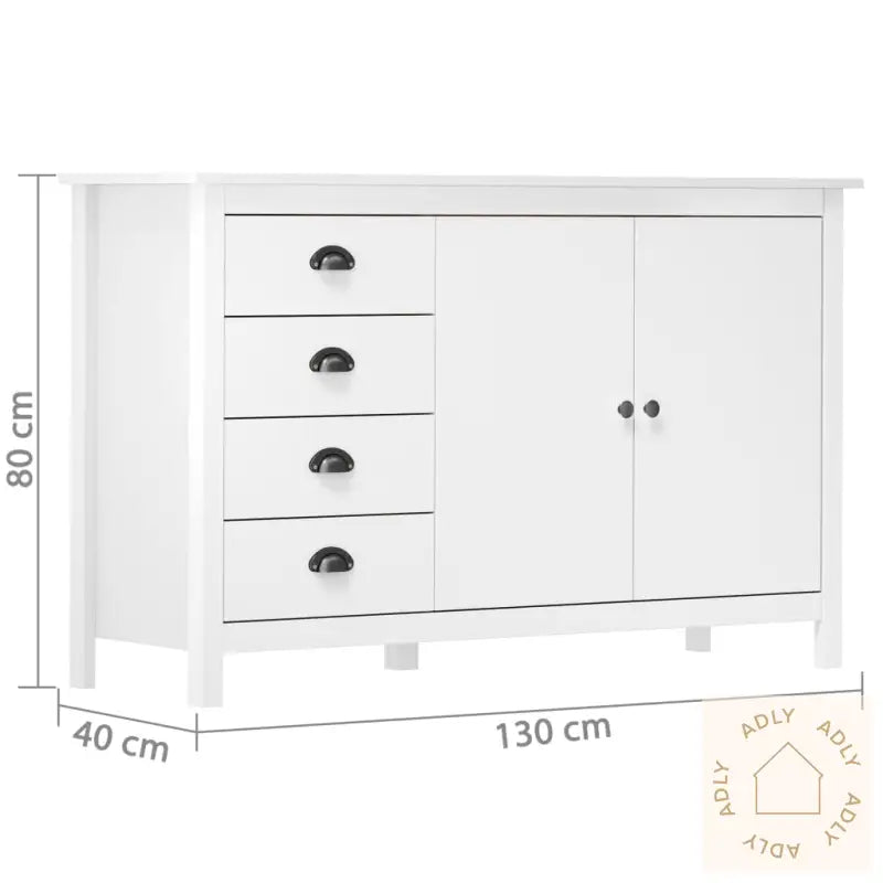 Skjenk Hill Hvit 130X40X80 Cm Heltre Furu