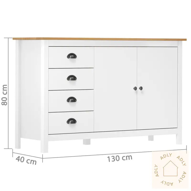 Skjenk Hill Hvit 130X40X80 Cm Heltre Furu